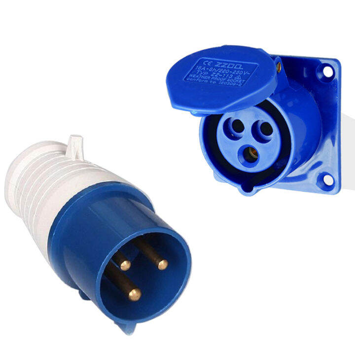 3-Pin 32A Industrial Plug & Panel-Mount Socket Set – IP44 Rated | Male Plug + Embedded Socket Combo