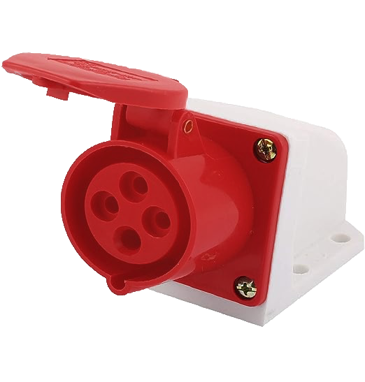 16A 4-Pin Wall Mount Industrial Socket | IP44 | 3P+E Fixed Power Outlet