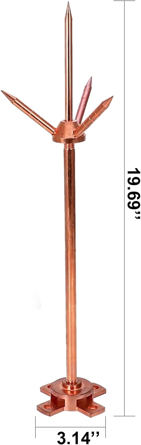 Copper Lightning Rod Air Terminal – ½″ × 1 m (Pointed Tip)