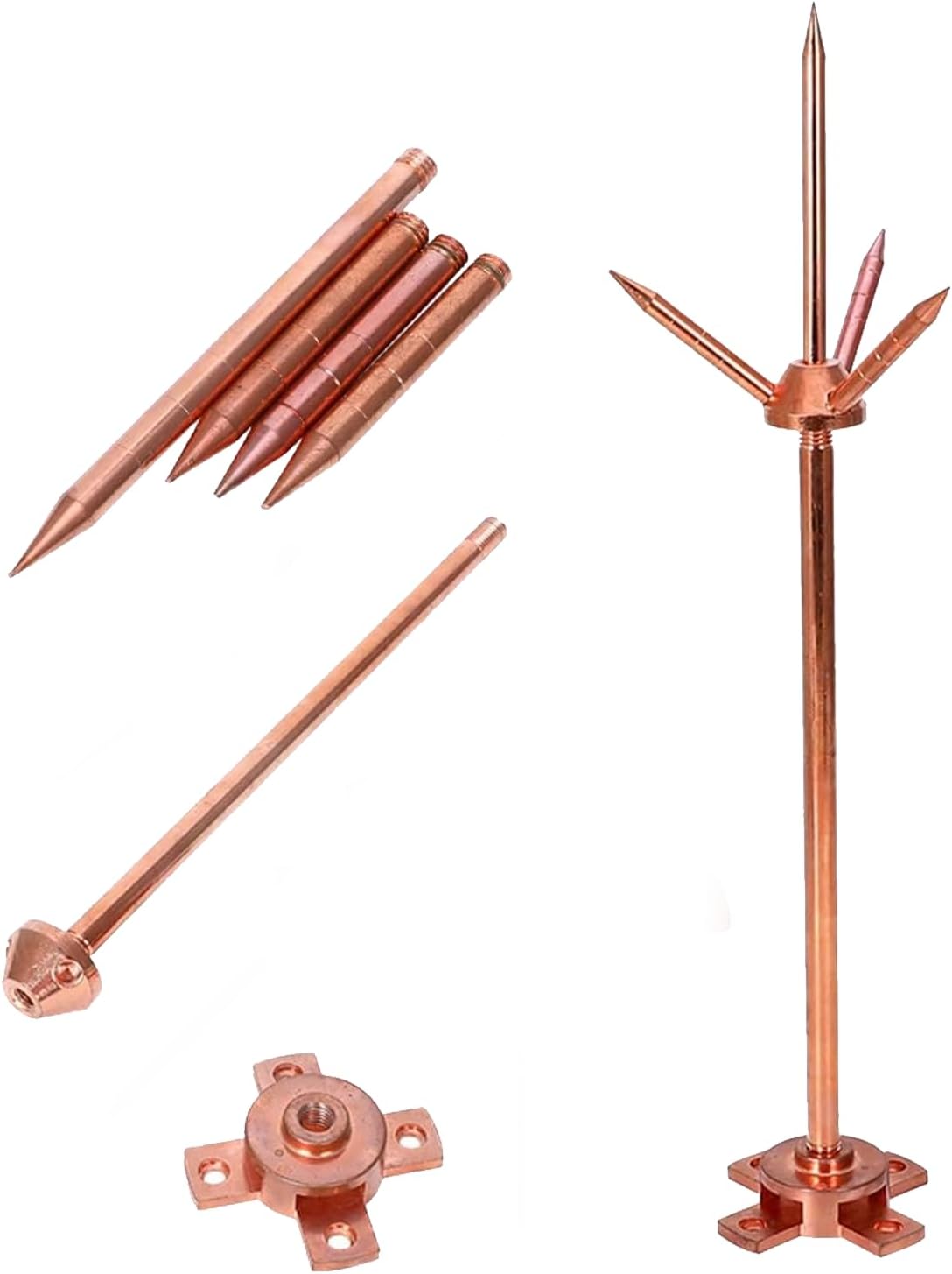 Copper Lightning Rod Air Terminal – ½″ × 1 m (Pointed Tip)