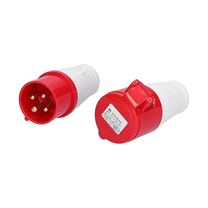 16A 4-Pin Industrial Plug & Socket Set | IP44 | Inline 3P+E Power Connector (Straight Type)