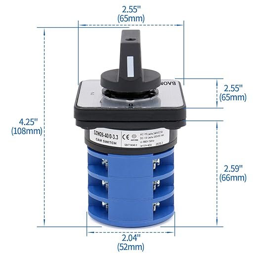 LW26-100A Rotary Cam Changeover Switch – 4-Position (0-1-2-3), 100 A, Up to 440 V AC