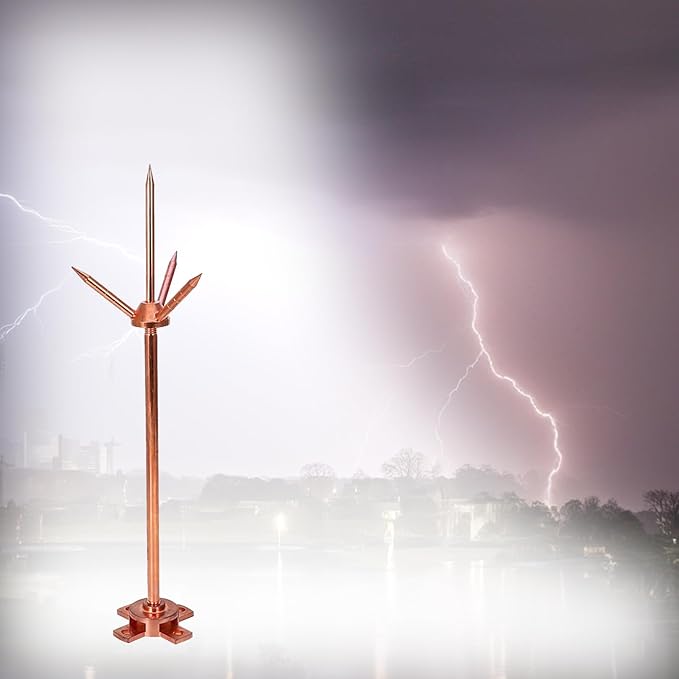 Copper Lightning Rod Air Terminal – ½″ × 1 m (Pointed Tip)