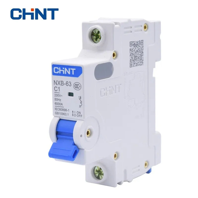Chint NXB-63 1P C6 Miniature Circuit Breaker – 6A, 6kA Breaking Capacity, Single Pole MCB with Type C Tripping for Circuit Protection