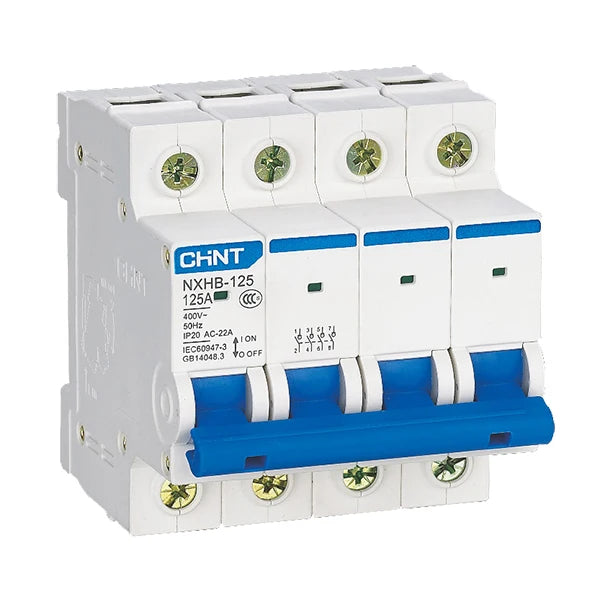 Chint NXB-63 4P C10 Miniature Circuit Breaker – 10A, 6kA Breaking Capacity, Type C Curve, 4 Pole MCB for Full Isolation in Three-Phase + Neutral Systems