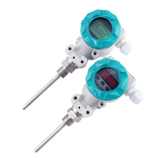 LFW20 Armored Temperature Transmitter with Display – 4–20 mA, ±0.25 % FS, 0–100 °C, G1/2, 300 mm Probe
