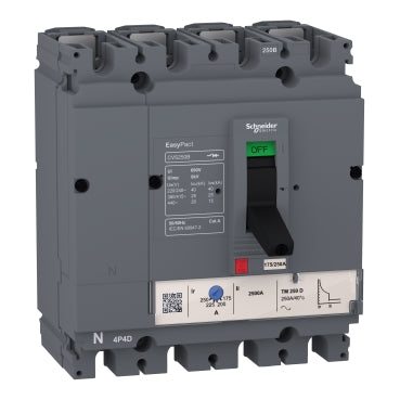 100A 4-Pole MCCB – Schneider Electric EasyPact CVS100B LV510317, TM-D Trip Unit, 25kA Breaking Capacity @ 415V AC