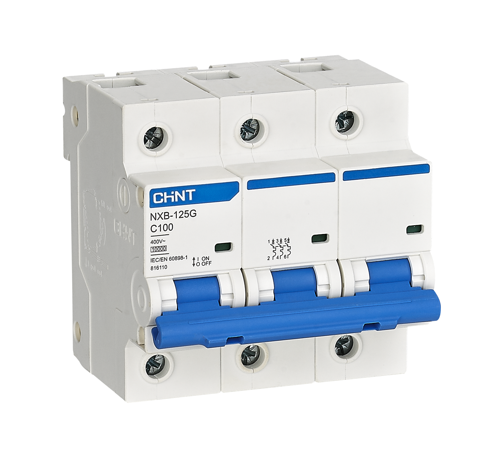 Chint NXB-125 3P C125 Miniature Circuit Breaker – 125A, 10kA Breaking Capacity, Type C Curve, 3 Pole MCB for Heavy-Duty Three-Phase Protection