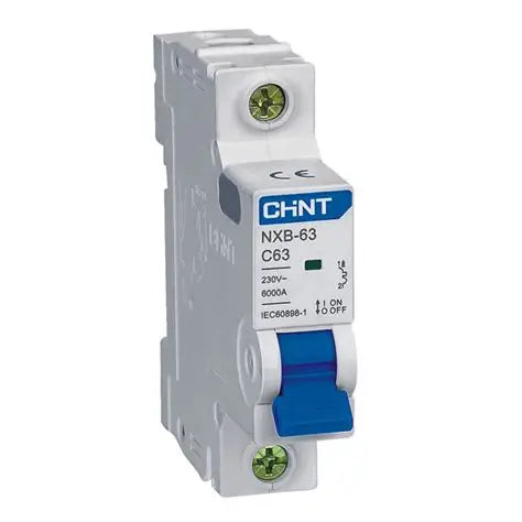 Chint NXB-63 1P C6 Miniature Circuit Breaker – 6A, 6kA Breaking Capacity, Single Pole MCB with Type C Tripping for Circuit Protection