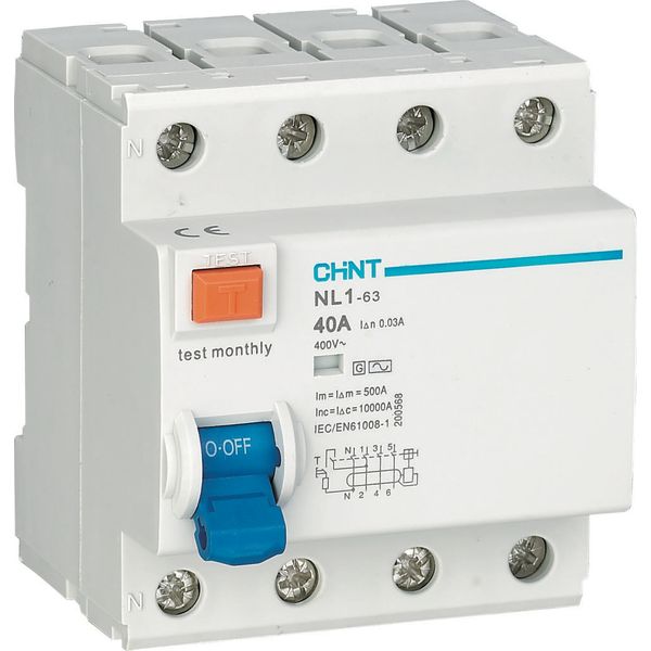 Chint NL1-100 4P 100A 100mA RCCB – 4 Pole Residual Current Circuit Breaker, AC Type, 100 mA Sensitivity, 6 kA Withstand for Three‑Phase Earth Leakage Protection