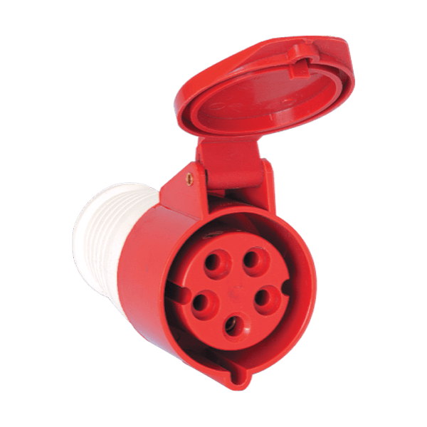 16A 5-Pin Straight Industrial Female Socket | IP44 | 3P+N+E | Inline Power Connector