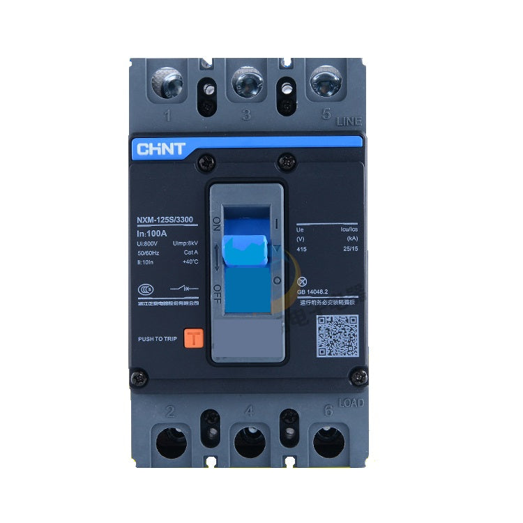 Chint NXM-125S/3300 63A 3-Pole MCCB – Thermal-Magnetic Trip, 36kA Breaking Capacity, 690V AC Rated, IEC 60947-2 Compliant