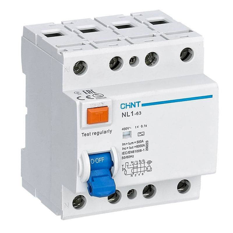 Chint NL1-100 4P 100A 100mA RCCB – 4 Pole Residual Current Circuit Breaker, AC Type, 100 mA Sensitivity, 6 kA Withstand for Three‑Phase Earth Leakage Protection