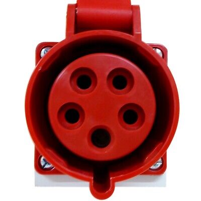 16A 5-Pin Panel Mount Industrial Female Socket | IP44 | 3P+N+E | Flush-Mount Power Outlet