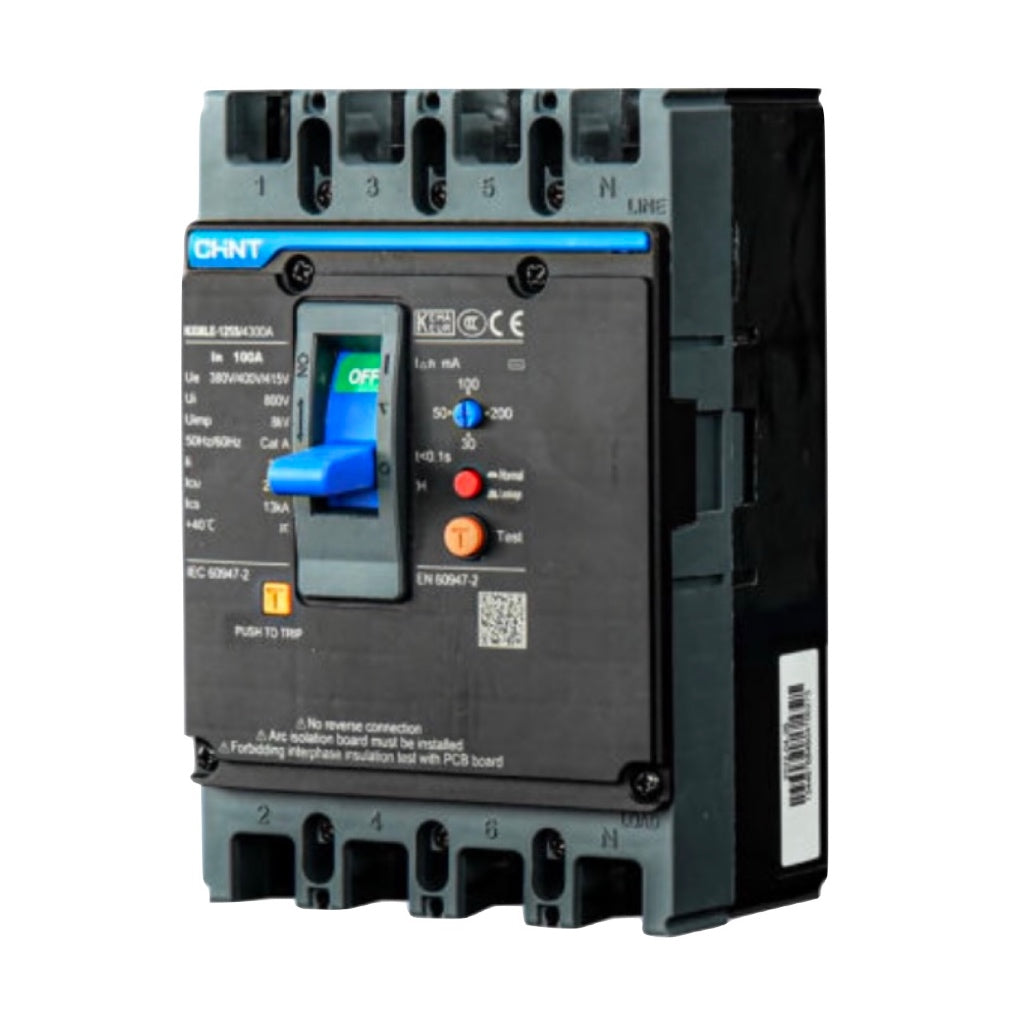 CHINT NXMLE-160S/3300 ELCB – 125A, 3P, Earth Leakage MCCB (100/200/300mA)