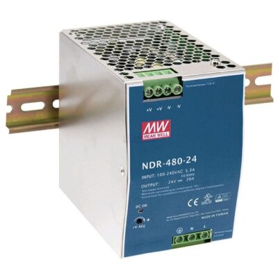 NDR-480-24 AC-DC Single output Industrial DIN rail power supply; Output 24VDC at 20A; metal case