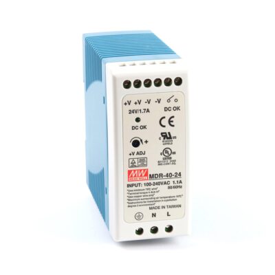 MDR-60-24 AC-DC Industrial DIN rail power supply; Output 24VDC at 2.5A; plastic case