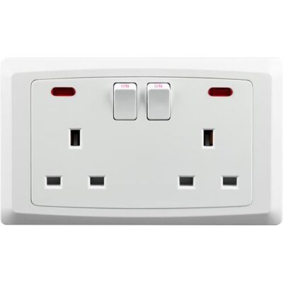 UNO 13A 250V Double Socket with Neon Indicator Lights