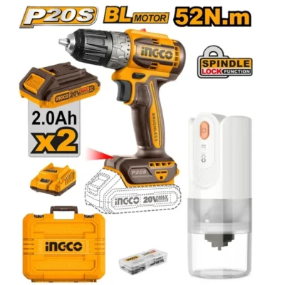 Ingco 20V – COSLI240315 Lithium-Ion Brushless Cordless Drill & Coffee Grinder Combo Kit Set