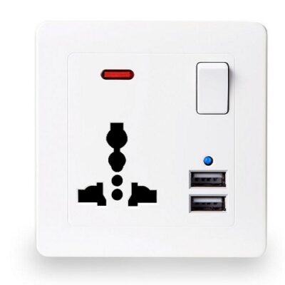 UNO 13A 250V Single Socket with Multi sockets with Neon Indicator Lights and 2pcs USB