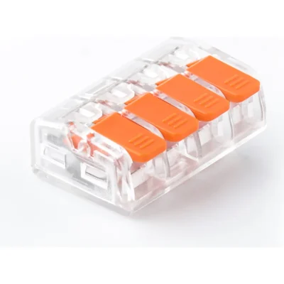 CMK634 – 0.08- 4mm² 4 Pole Transparent Push-In Wire Connector Terminal Block with Spring Lock Lever for Cable Connection