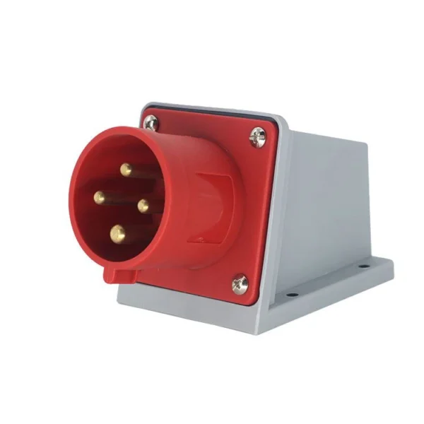 Wall Mount Industrial Plugs Three Phase 32A 4 Pins – 3P+N IP44, Voltage : 380V – 450V