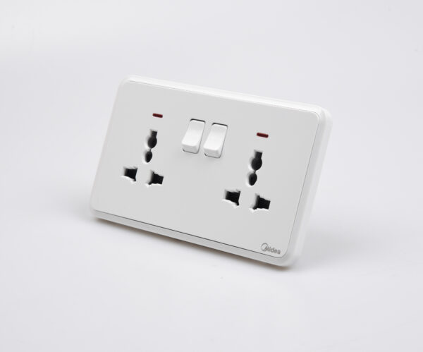 Midea 2 Gang 13A (BS) Multi Double Socket with Switch & Neon 250V