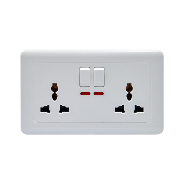 UNO 13A 250V Double Socket with Neon Indicator Lights