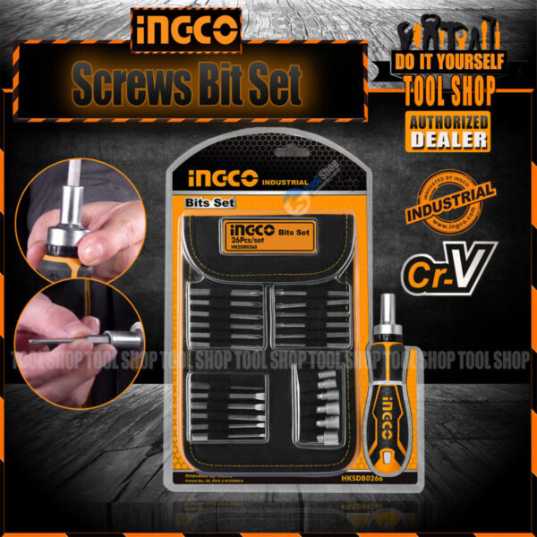 Ingco - HKSDB0268 26 Piece Ratchet Screwdriver Bit Set