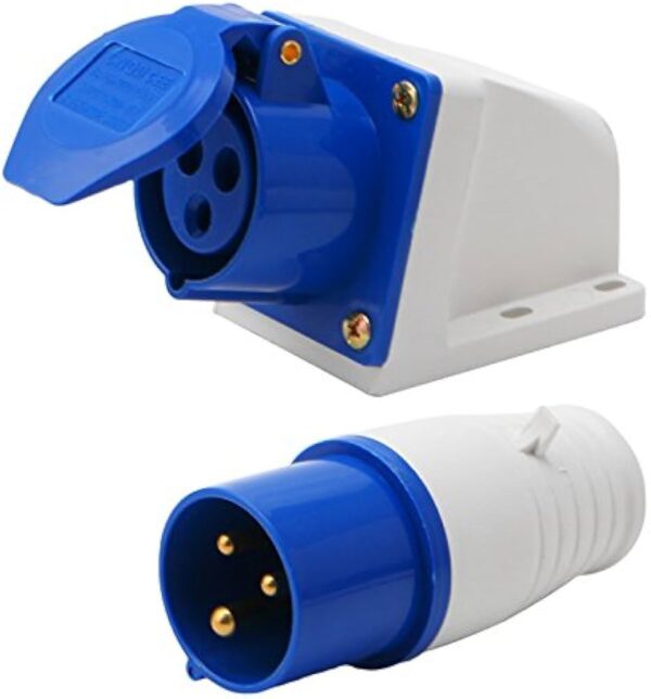 Industrial Plugs & Sockets Single Phase 32A 3 Pins – 1P+N + E IP44, Voltage : 220V – 250V