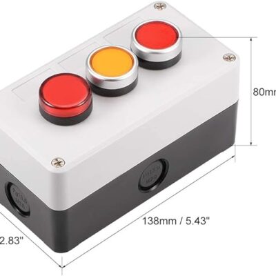 3 Position Push Button Station, Start Stop & Pilot Lamps