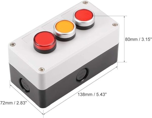 3 Position Push Button Station, Start Stop & Pilot Lamps