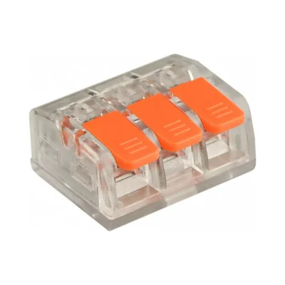 CMK633 – 0.08- 4mm² 3 Pole Transparent Push-In Wire Connector Terminal Block with Spring Lock Lever for Cable Connection