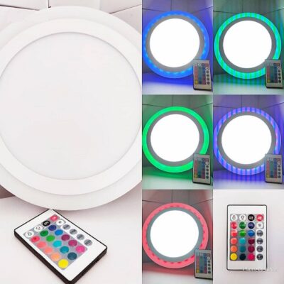 Round Surface Mount 12Watt (9+3) LED Light – Multicolored Ring 3W, Cool White Surface 6500k 9W 220V