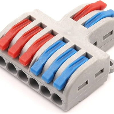 SPL63- 0.08-2.5mm² 8 Pole (2-in 6-out) Wire Connector Terminal Block with Spring Lock Lever for Cable Connection