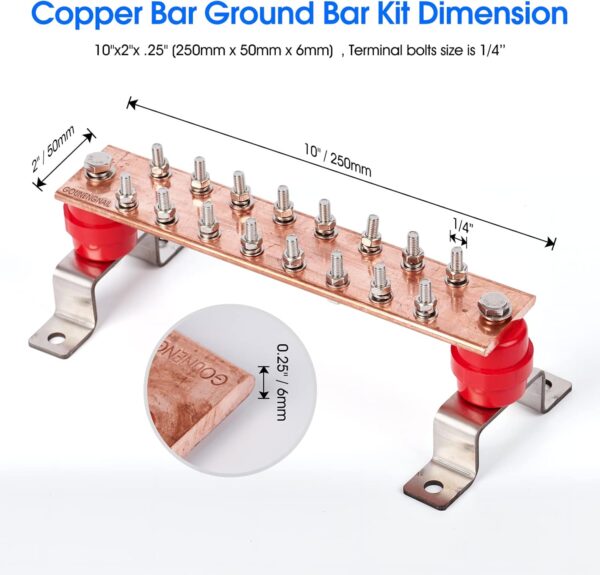 Earth Grounding Bar - 20 Way Complete with Insulators - Image 9