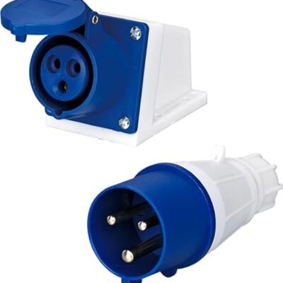 Industrial Plugs & Sockets Single Phase 32A 3 Pins – 1P+N + E IP44, Voltage : 220V – 250V