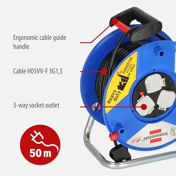 50m Cable Extension Reel, 3-way BS