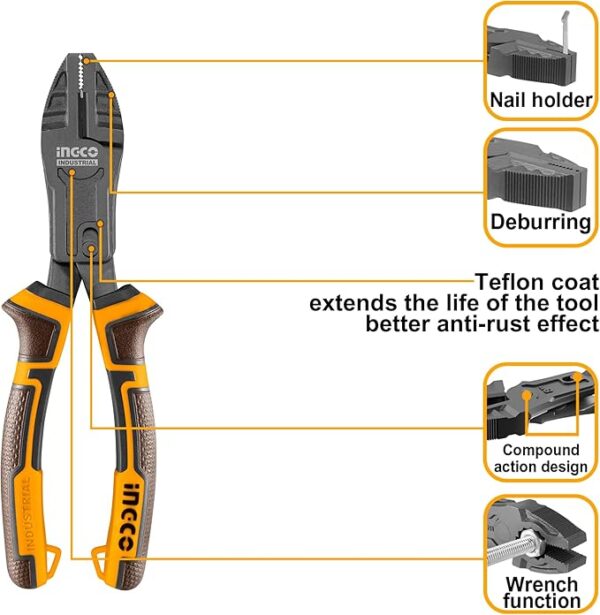 Ingco 3 pcs Compound Action Pliers set HKCPS5831 - Image 6