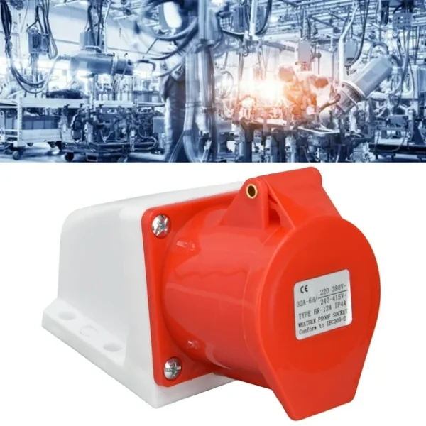 Wall Mount Industrial Socket Three Phase 32A 5 Pins – 3P+N +E IP44, Voltage : 380V – 450V - Image 3