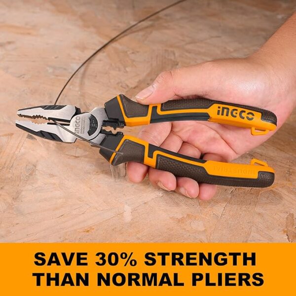 Ingco 3 PCS High Leverage Pliers Set, 8" Combination Pliers and 7" Diagonal Cutting Pliers and 6" Long Nose Pliers HKHLPS2831 - Image 2