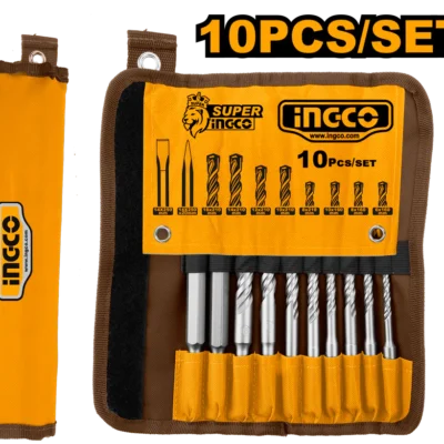 Ingco AKD210110 Pieces Hammer Drill Bits And Chisels Set