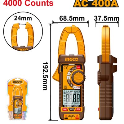 Digital AC clamp meter  400A 4000 Counts – DCM62001