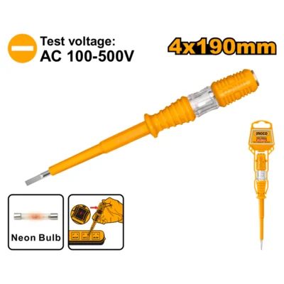 Ingco – HSDT1908 Voltage Tester Slotted Screwdriver AC 100-500 V