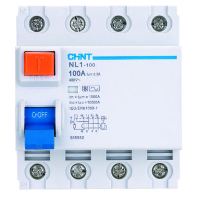 CHINT 4 Pole RCD – 100mA 63A Residual Current Circuit Breaker without over-current protection RCCB NL1-100 4P 63A 100mA AC 6kA