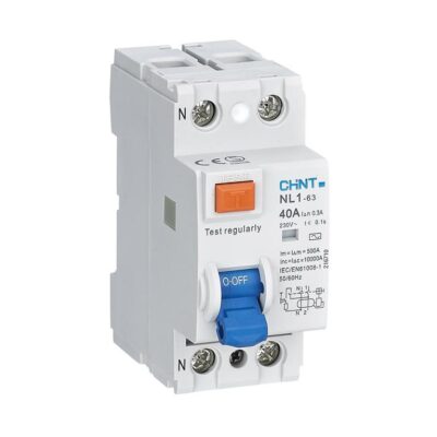 CHINT 2 Pole RCD – 30mA 63A Residual Current Circuit Breaker without over-current protection RCCB -NL1-63 2P 63A 30mA AC 6kA