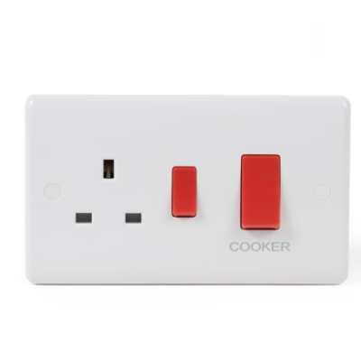 UNO White Cooker Switch Socket with 1 Gang Single Socket