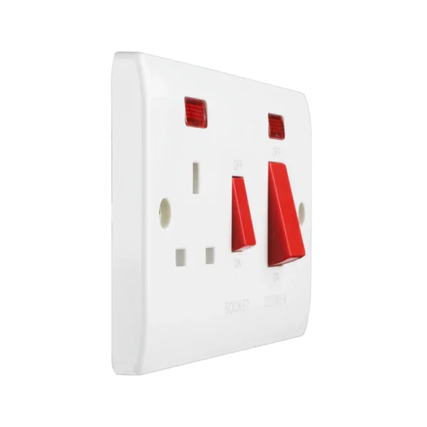 UNO White Cooker Switch Socket with 1 Gang Single Socket - Image 2