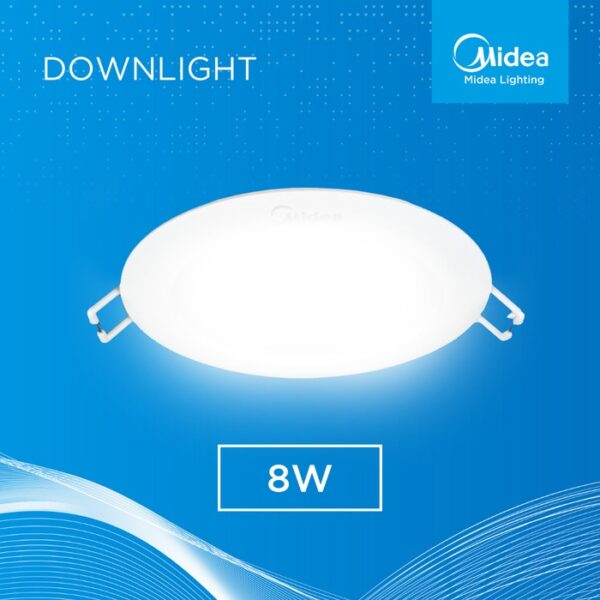 Midea 8W LED Round Downlight Input Voltage – 220-240VAC ~50/60hz 3000K – Recess Flush Mount