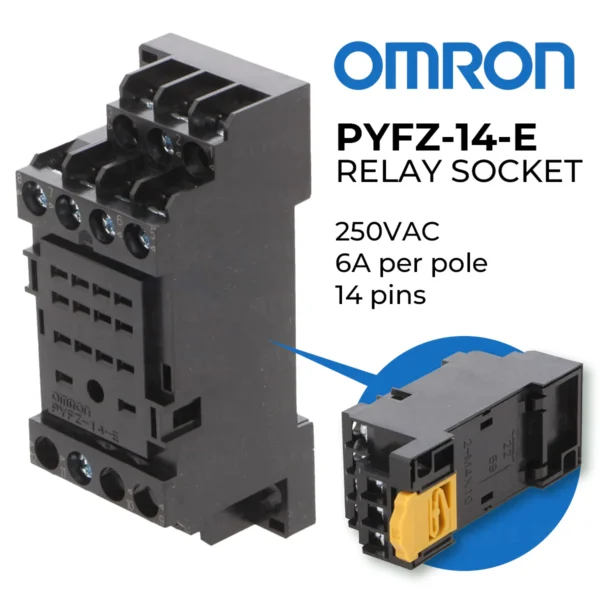 Omron Relay Socket, DIN rail/surface mounting, 14-pin, screw terminals (standard) - Image 2